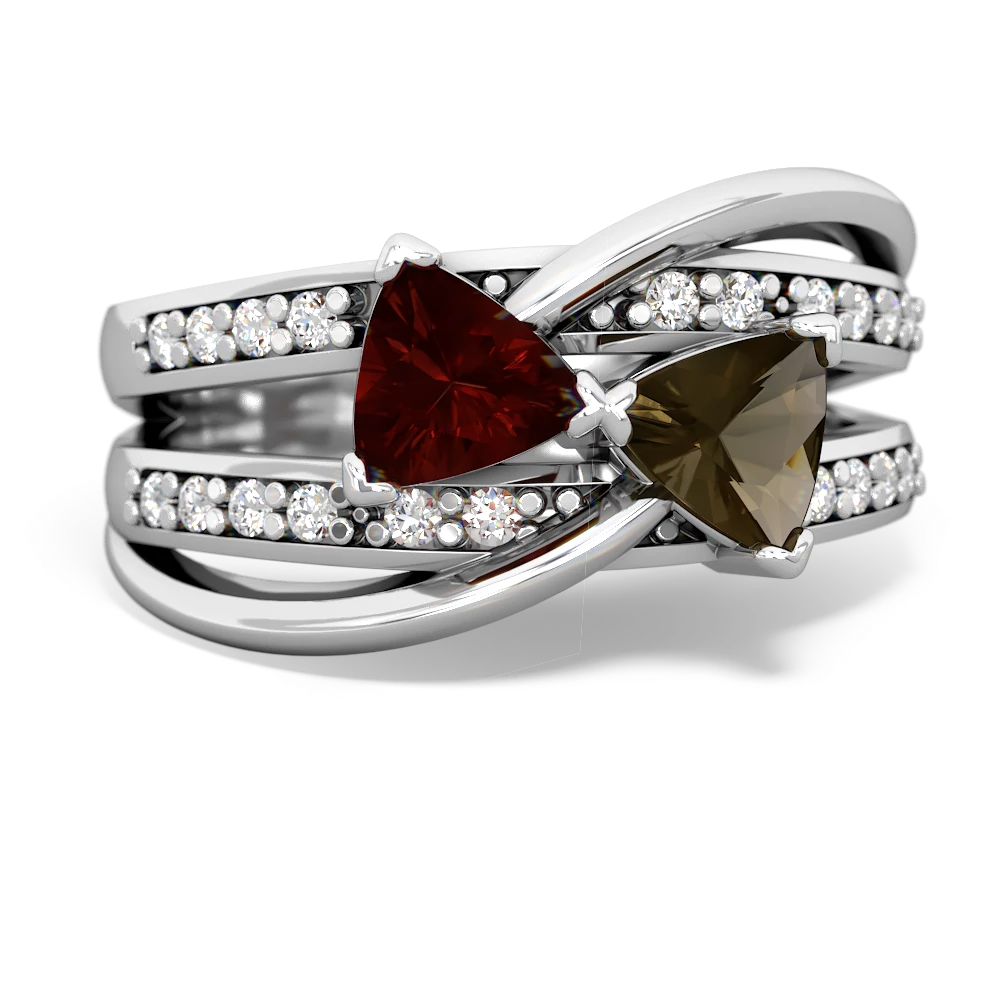 Garnet Bowtie 14K White Gold ring R2360