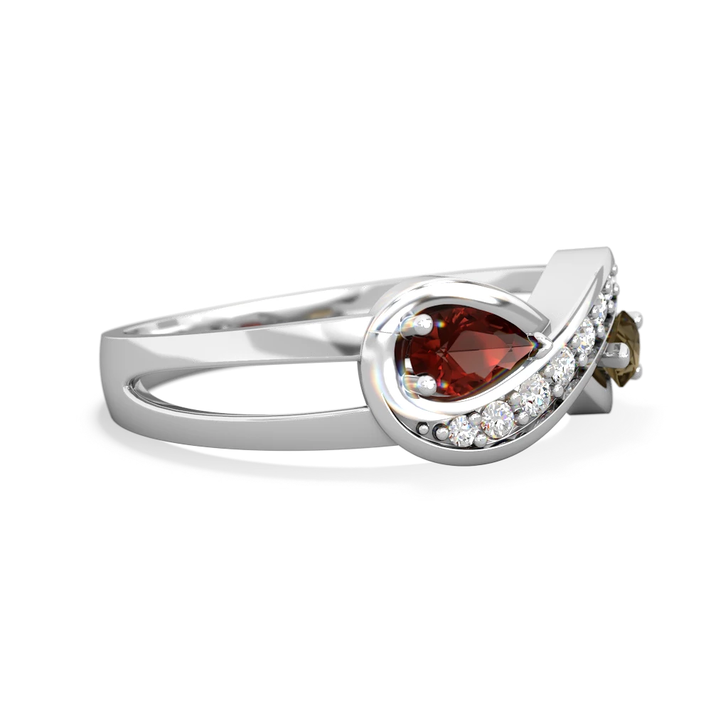 Garnet Diamond Infinity 14K White Gold ring R5390