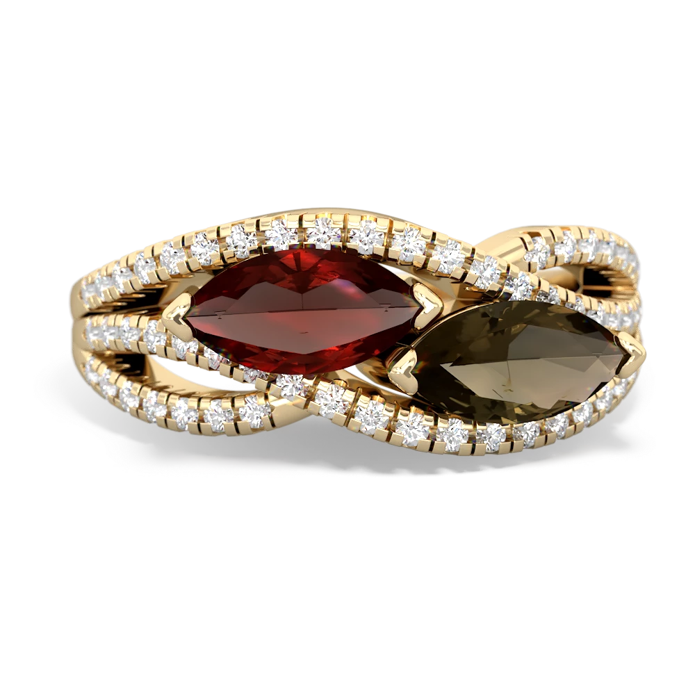 Garnet Diamond Rivers 14K Yellow Gold ring R3070