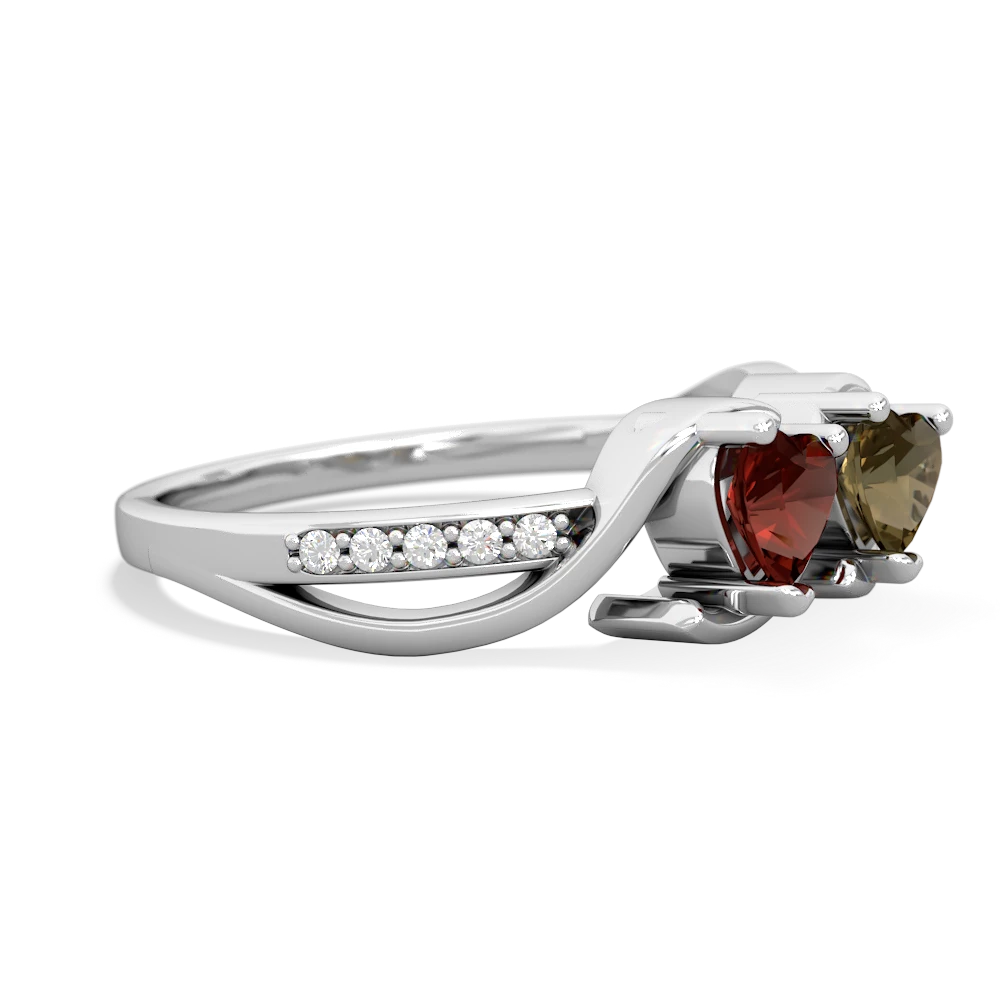 Garnet Side By Side 14K White Gold ring R3090