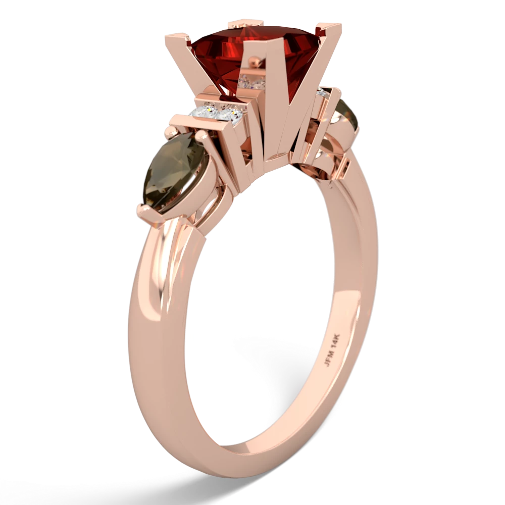 Garnet 6Mm Princess Eternal Embrace Engagement 14K Rose Gold ring C2002