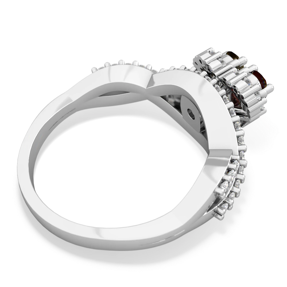 Garnet Diamond Twist 'One Heart' 14K White Gold ring R2640HRT