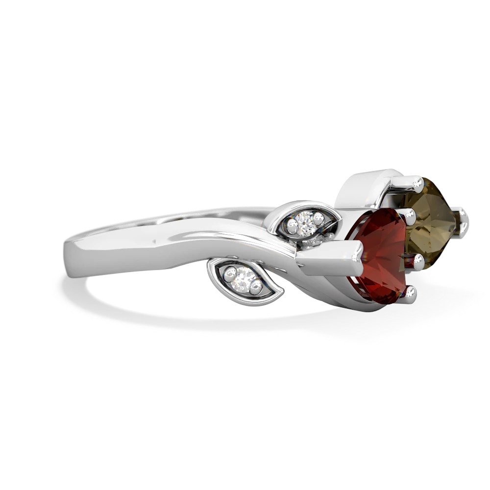 Garnet Floral Elegance 14K White Gold ring R5790