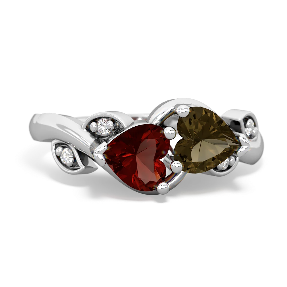 Garnet Floral Elegance 14K White Gold ring R5790