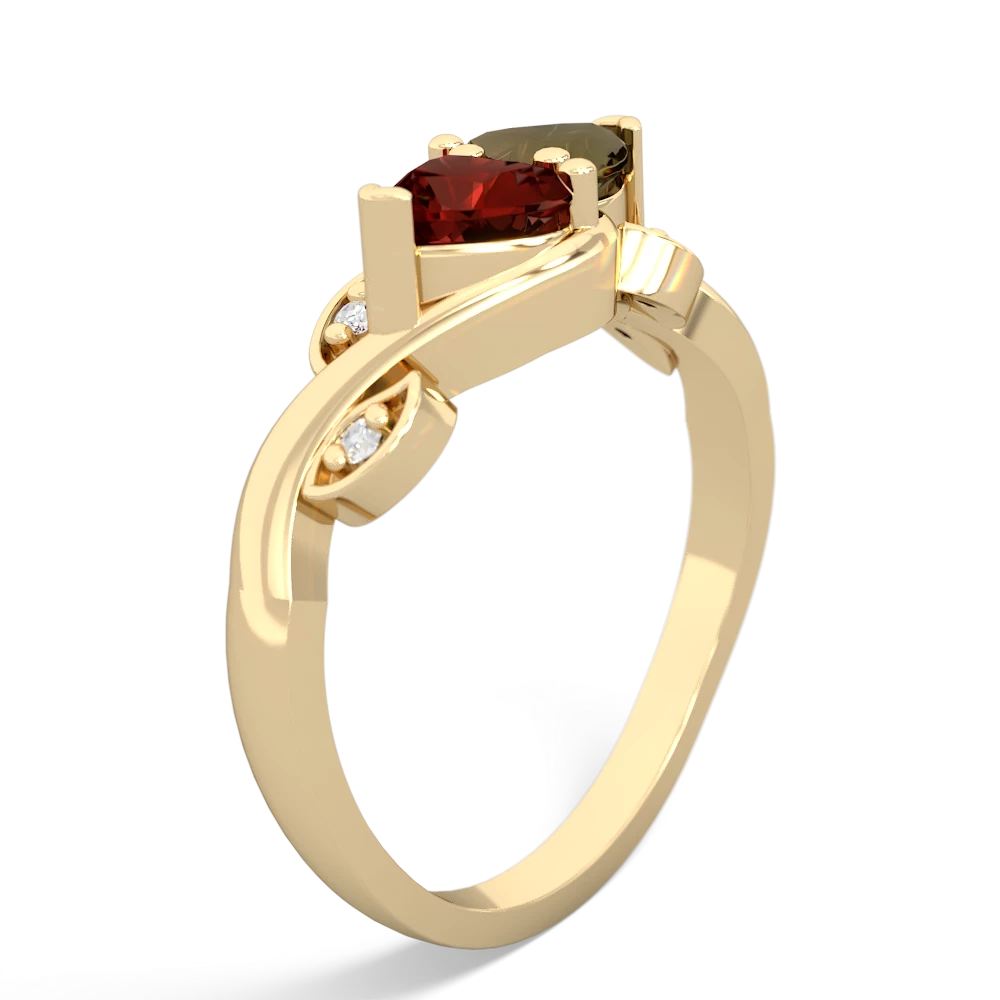 Garnet Floral Elegance 14K Yellow Gold ring R5790