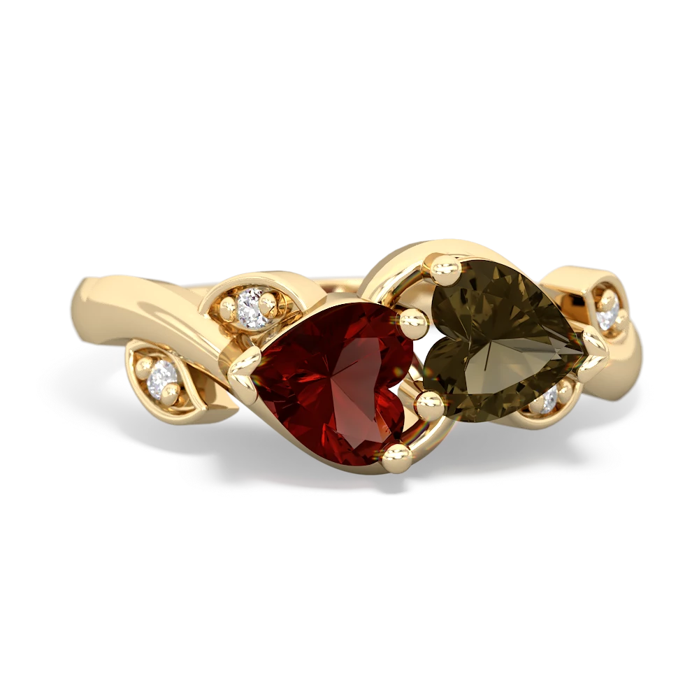 Garnet Floral Elegance 14K Yellow Gold ring R5790