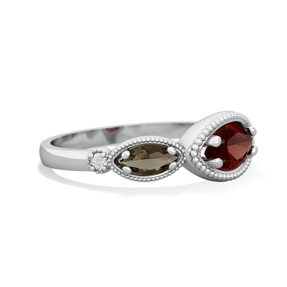 Garnet Milgrain Marquise 14K White Gold ring R5700