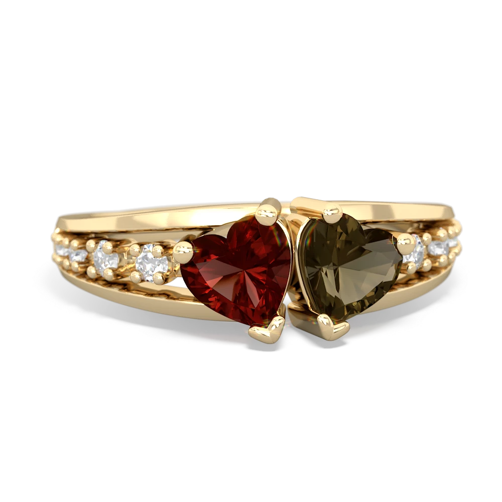 Garnet Heart To Heart 14K Yellow Gold ring R3342