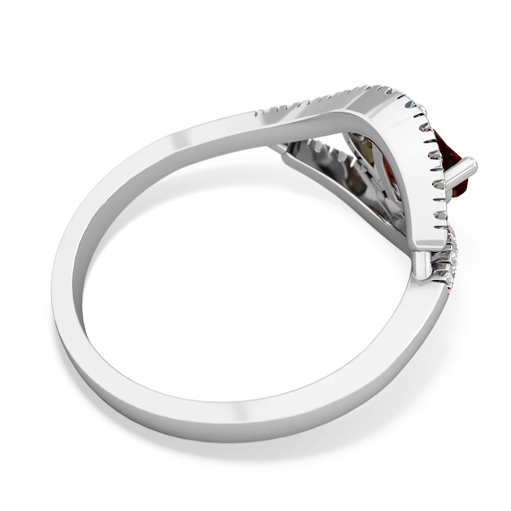 Garnet Mother And Child 14K White Gold ring R3010