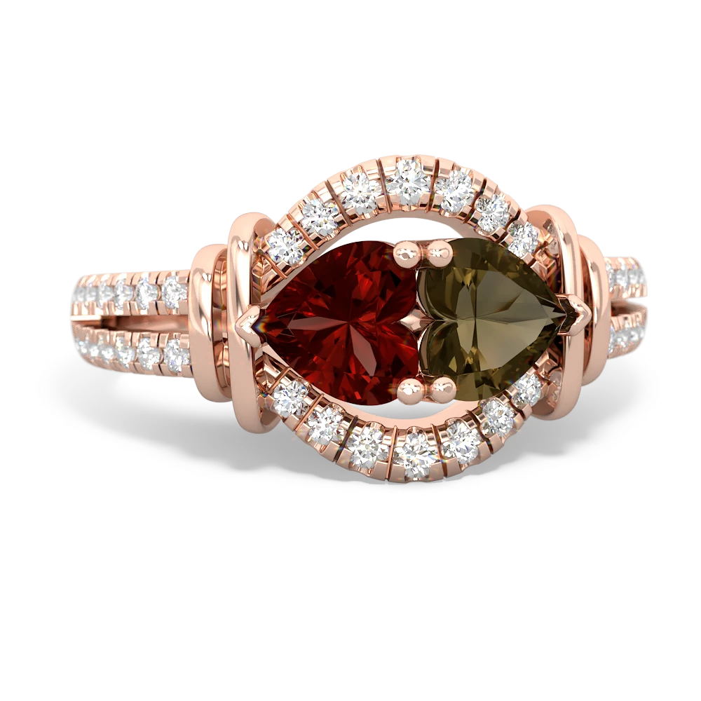 Garnet Art-Deco Keepsake 14K Rose Gold ring R5630