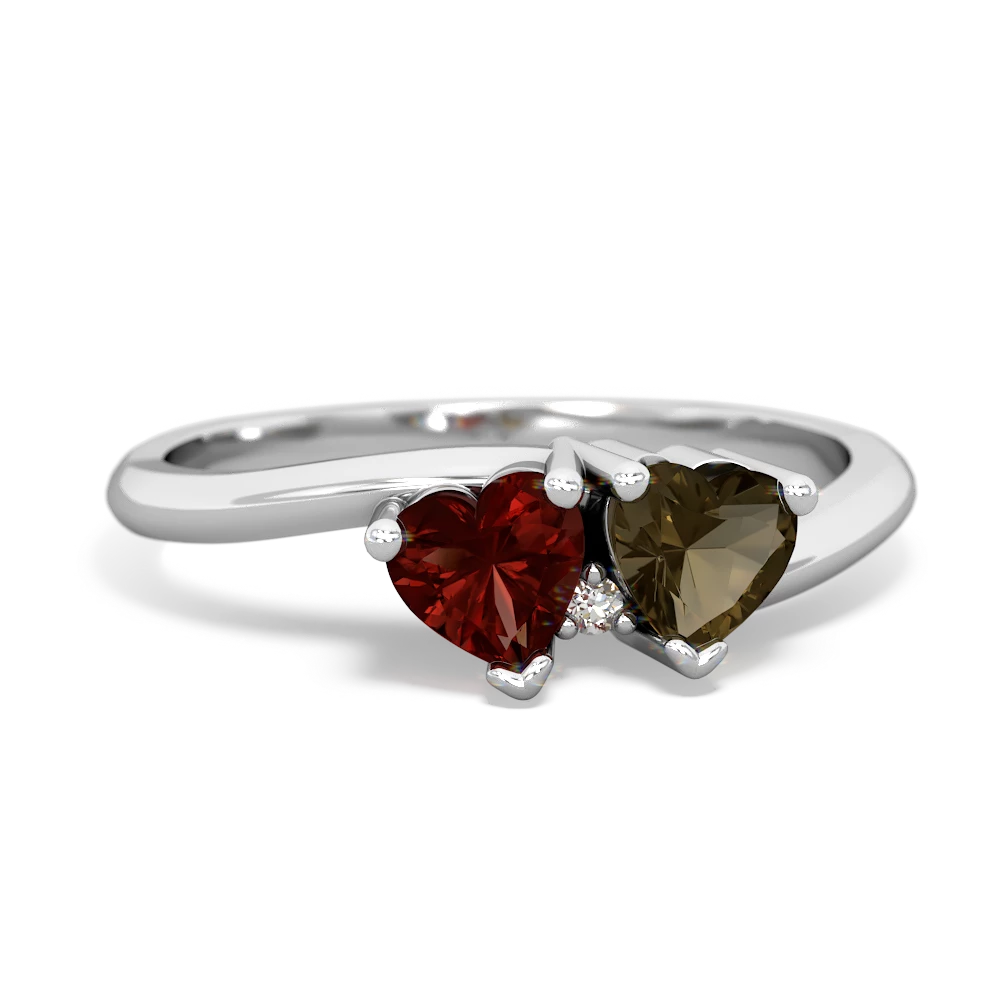 Garnet Sweethearts 14K White Gold ring R5260