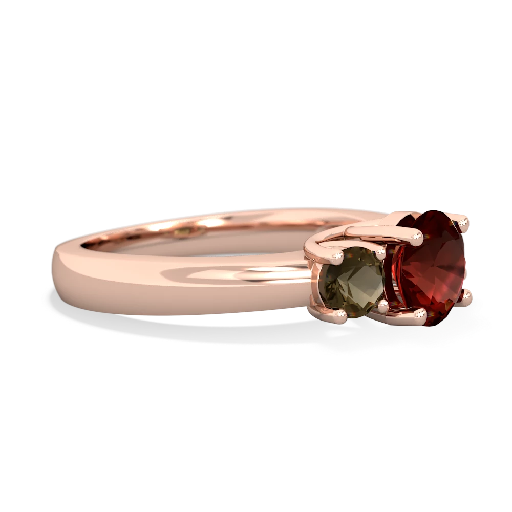 Garnet Three Stone Round Trellis 14K Rose Gold ring R4018