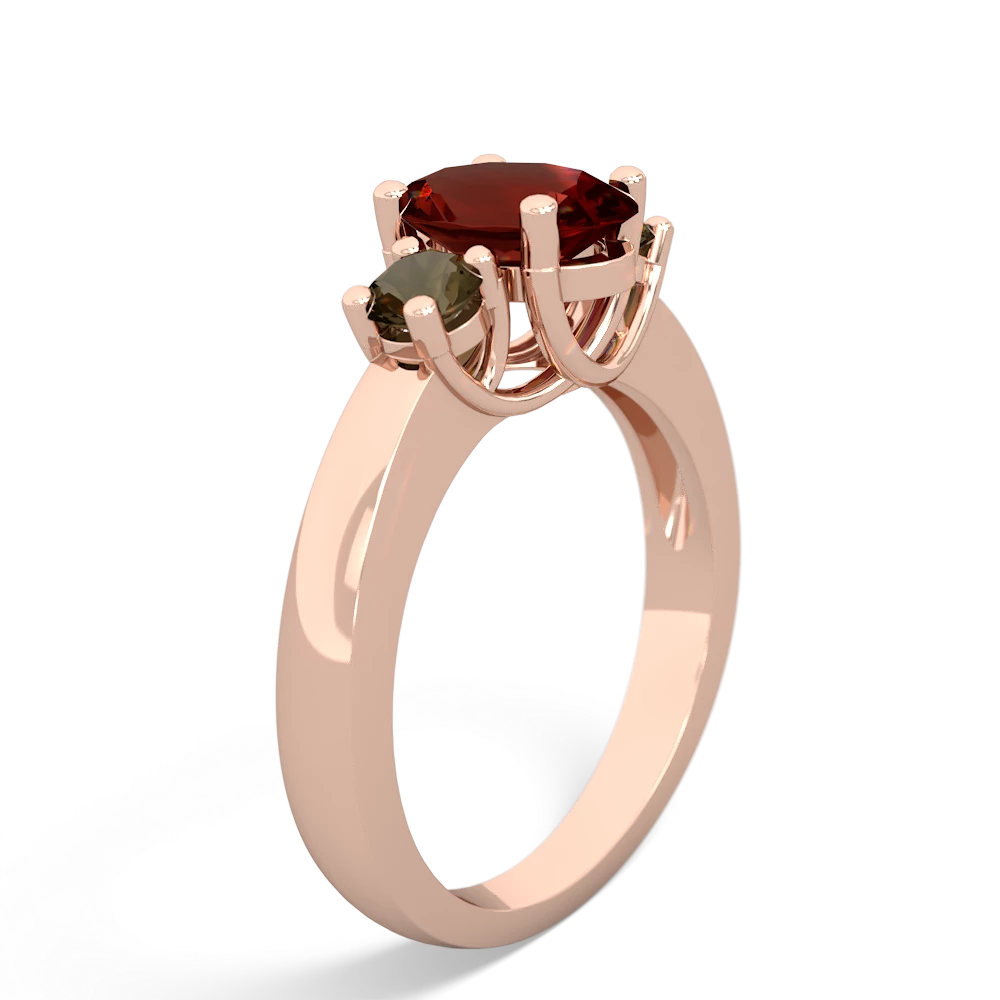 Garnet Three Stone Oval Trellis 14K Rose Gold ring R4024