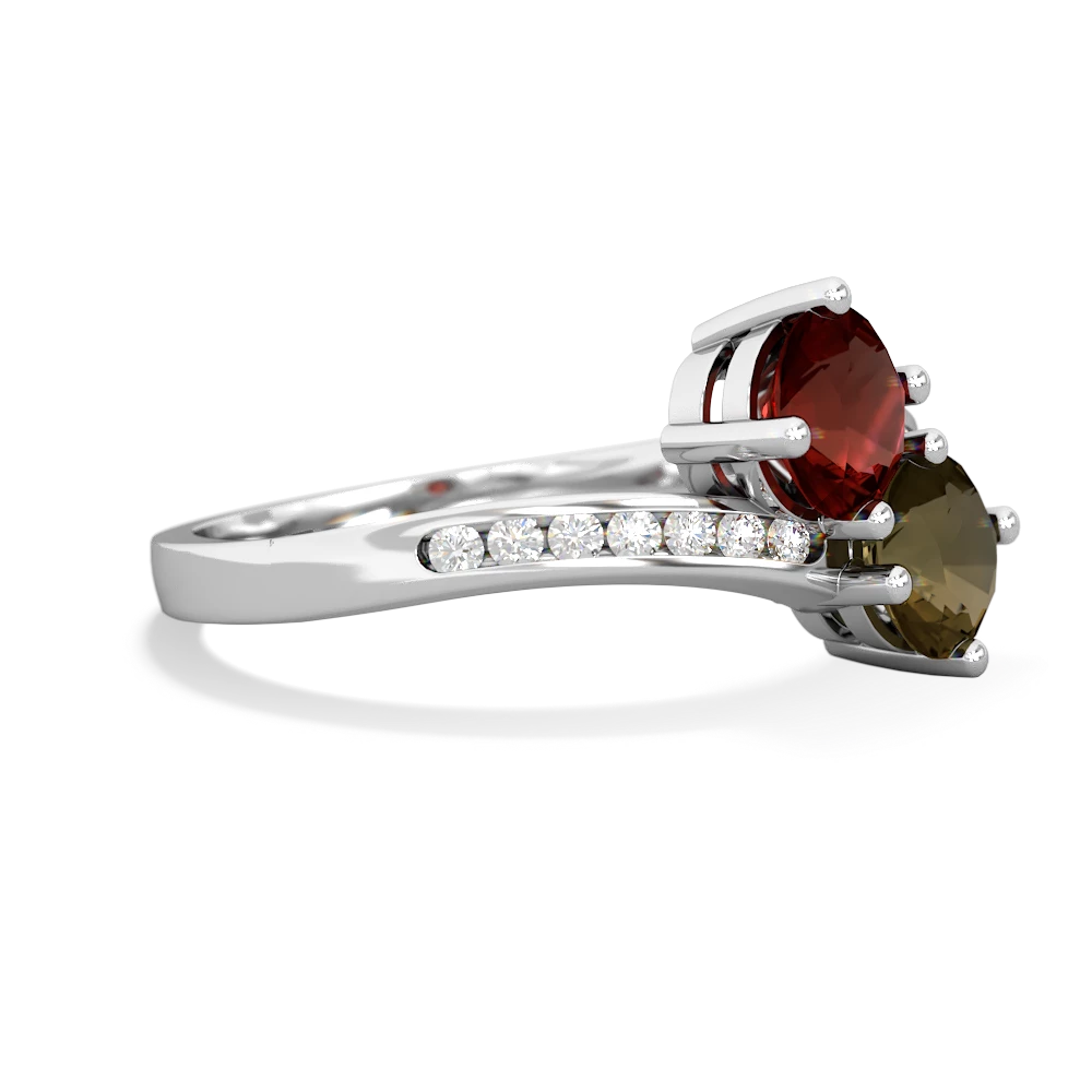 Garnet Channel Set Two Stone 14K White Gold ring R5303