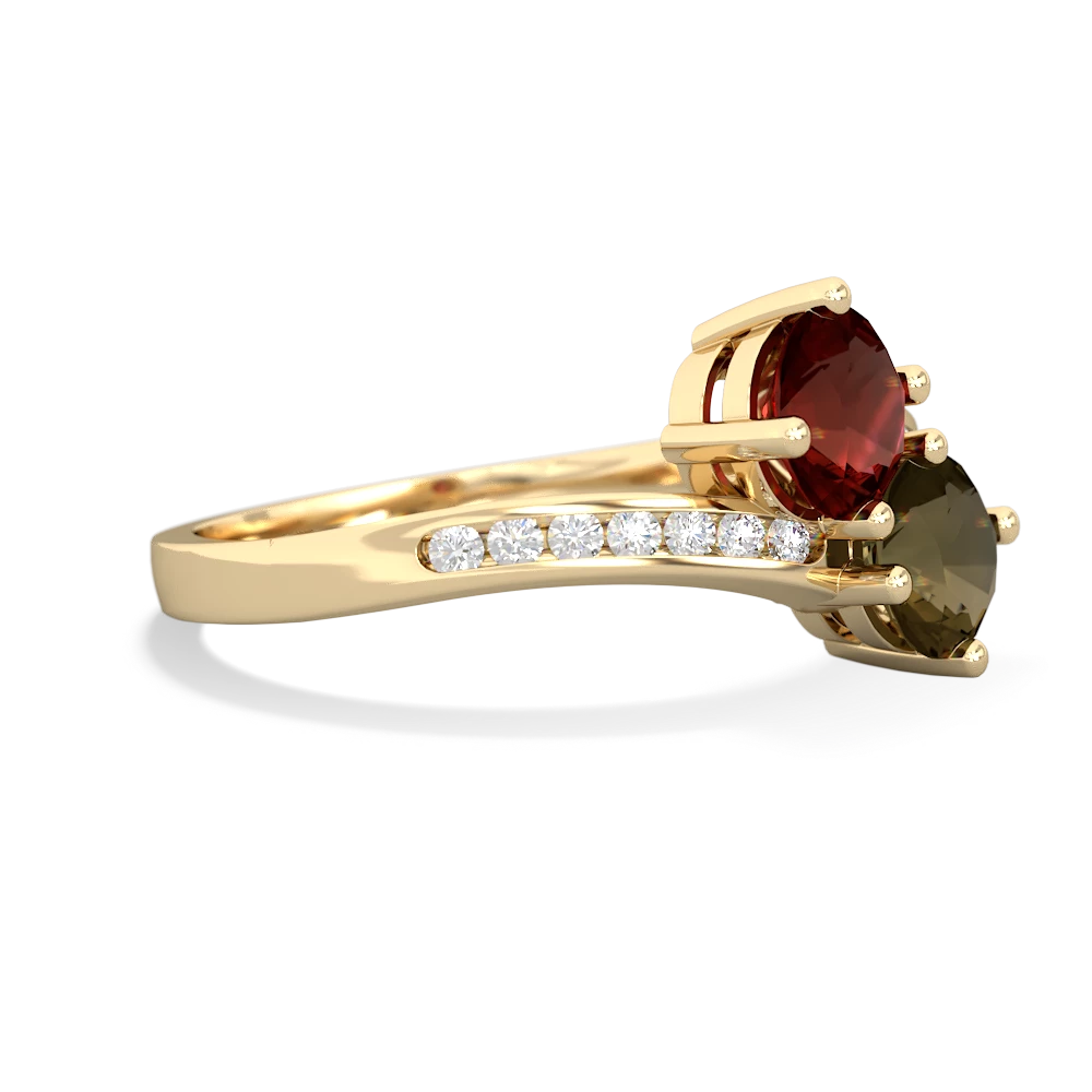 Garnet Channel Set Two Stone 14K Yellow Gold ring R5303