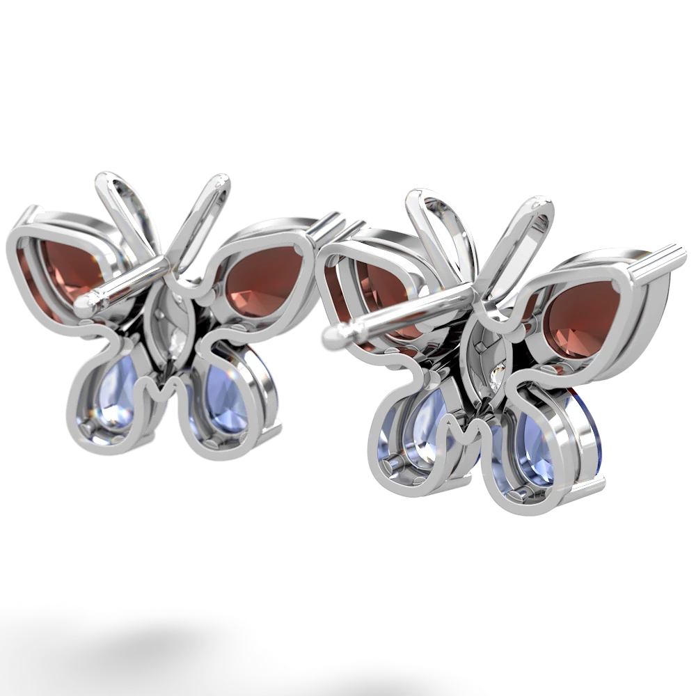 Garnet Butterfly 14K White Gold earrings E2215