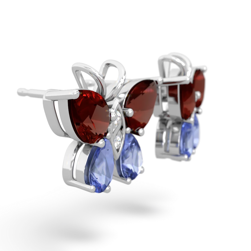 Garnet Butterfly 14K White Gold earrings E2215