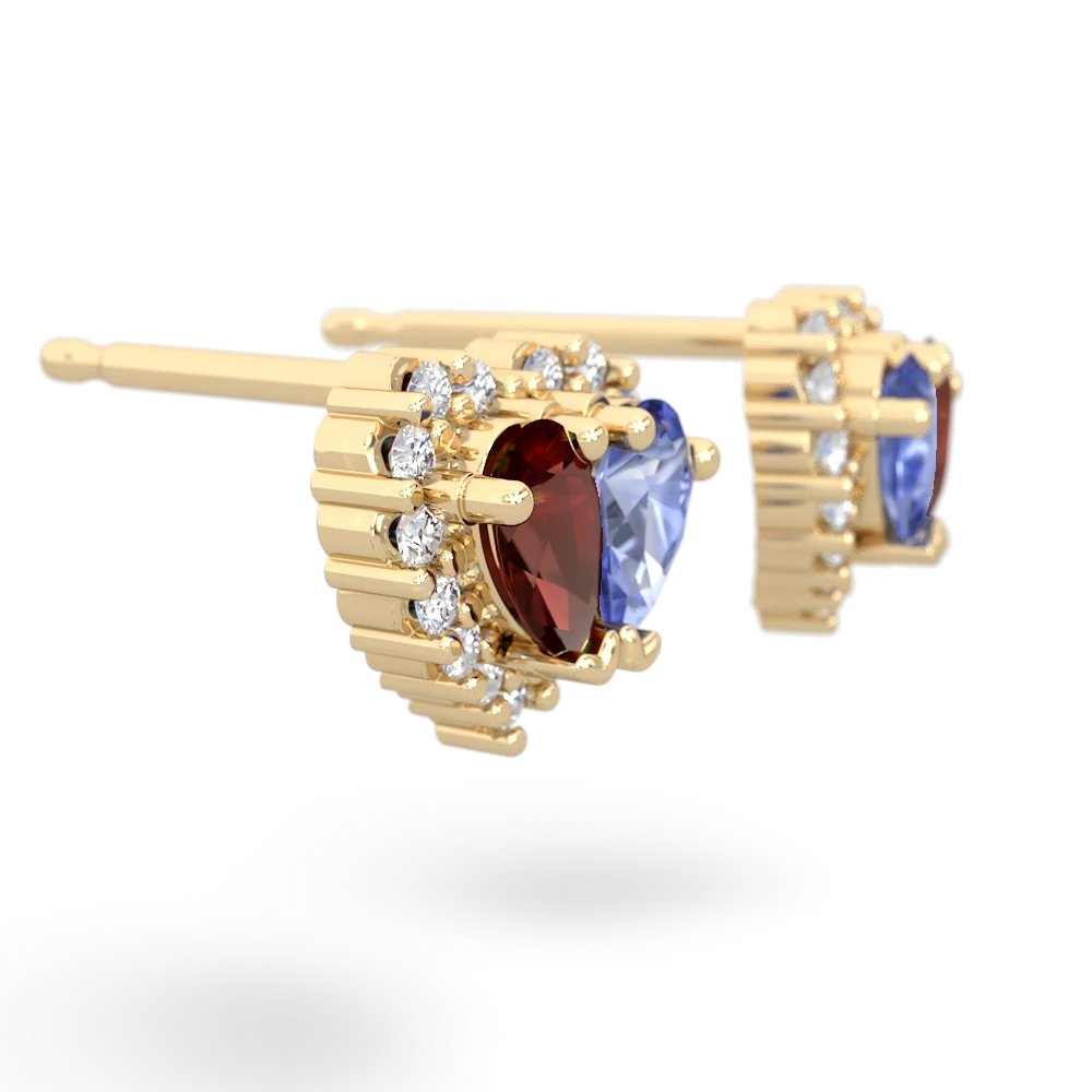 Garnet Halo 14K Yellow Gold earrings E7008