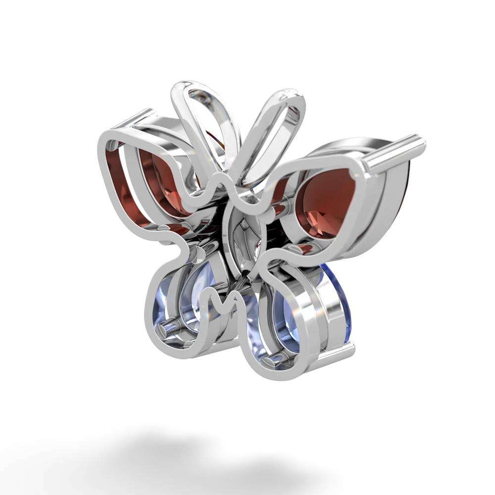 Garnet Butterfly 14K White Gold pendant P2215