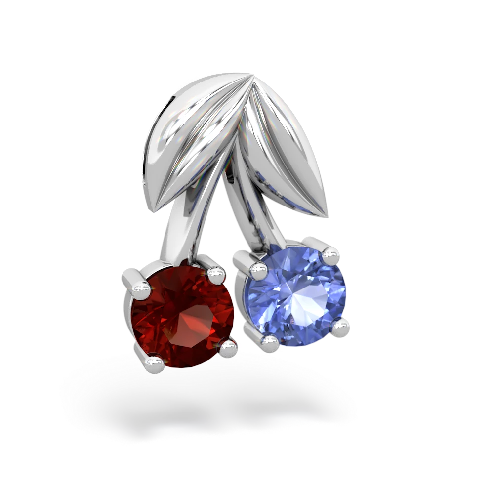Garnet Sweet Cherries 14K White Gold pendant P7001