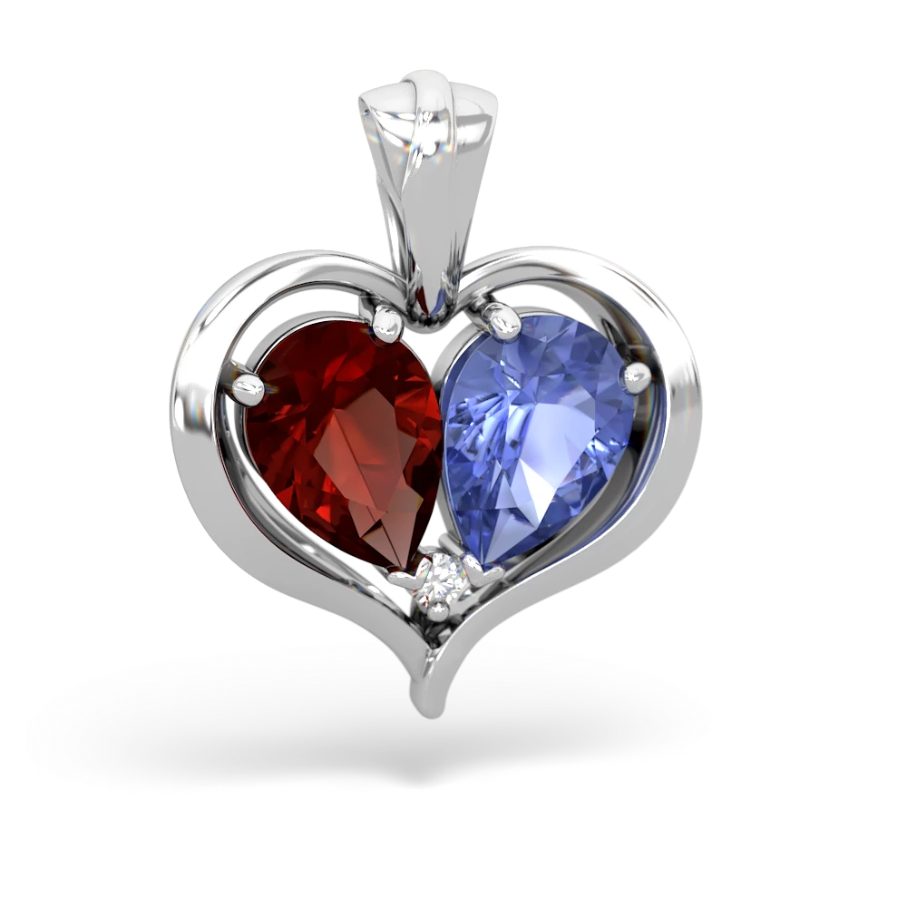 Garnet Two Become One 14K White Gold pendant P5330