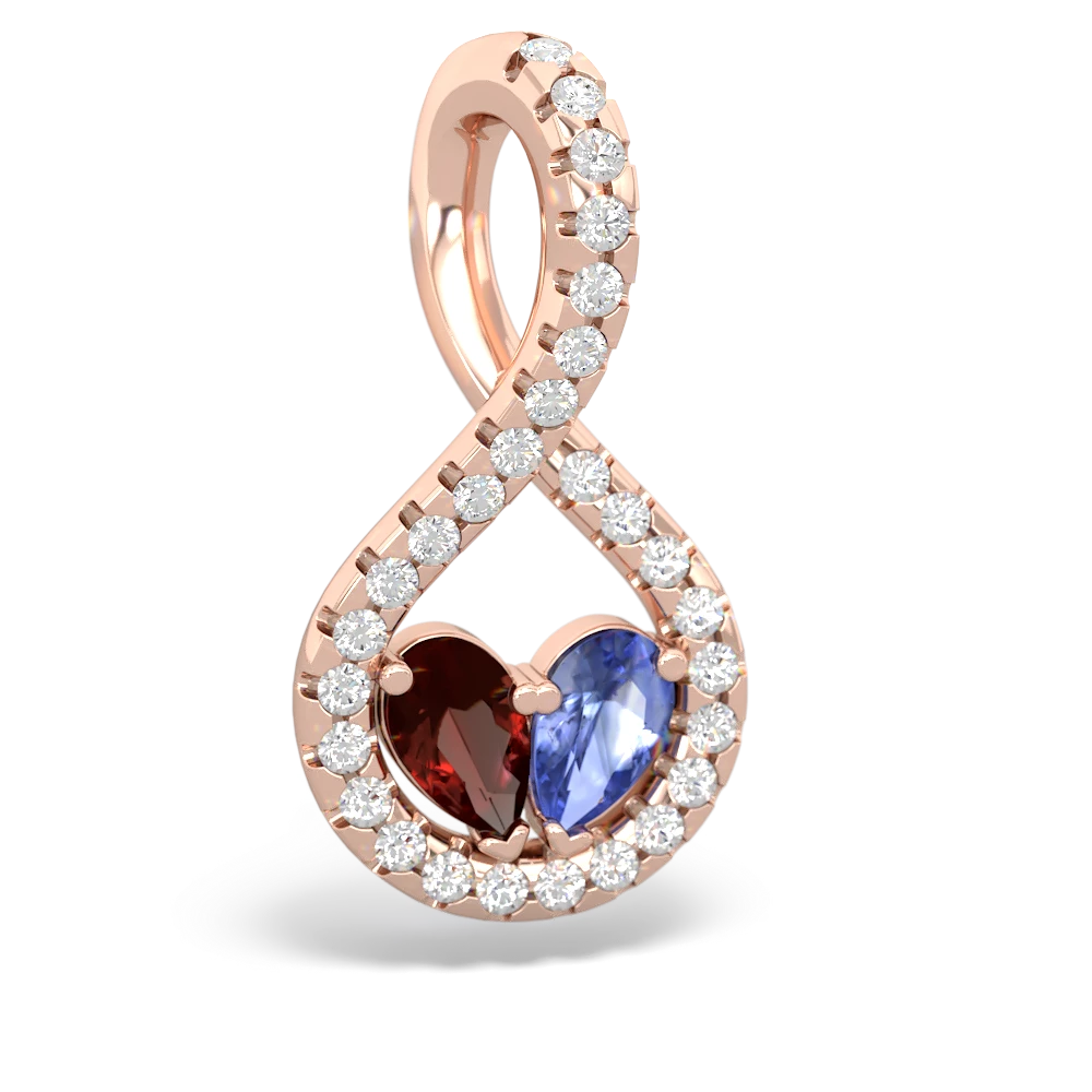 Garnet Pave Twist 'One Heart' 14K Rose Gold pendant P5360