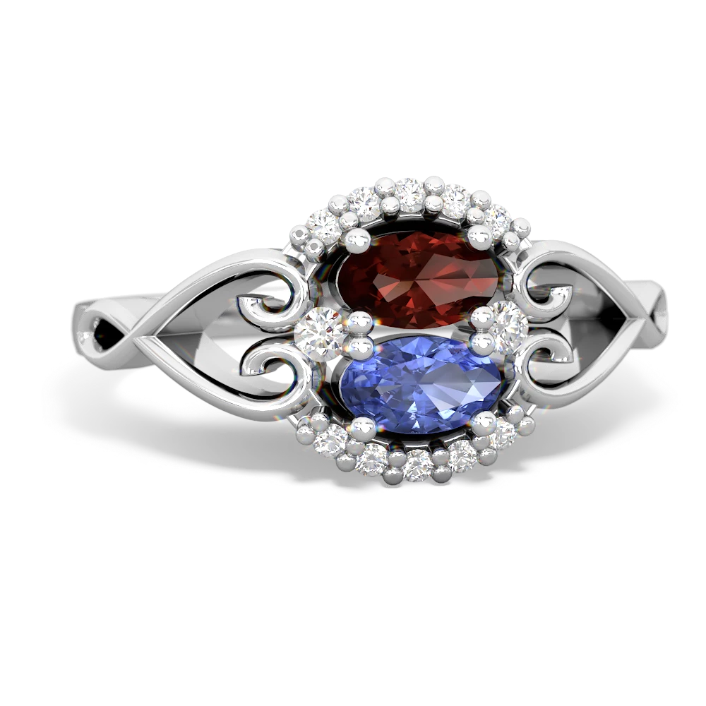 Garnet Love Nest 14K White Gold ring R5860