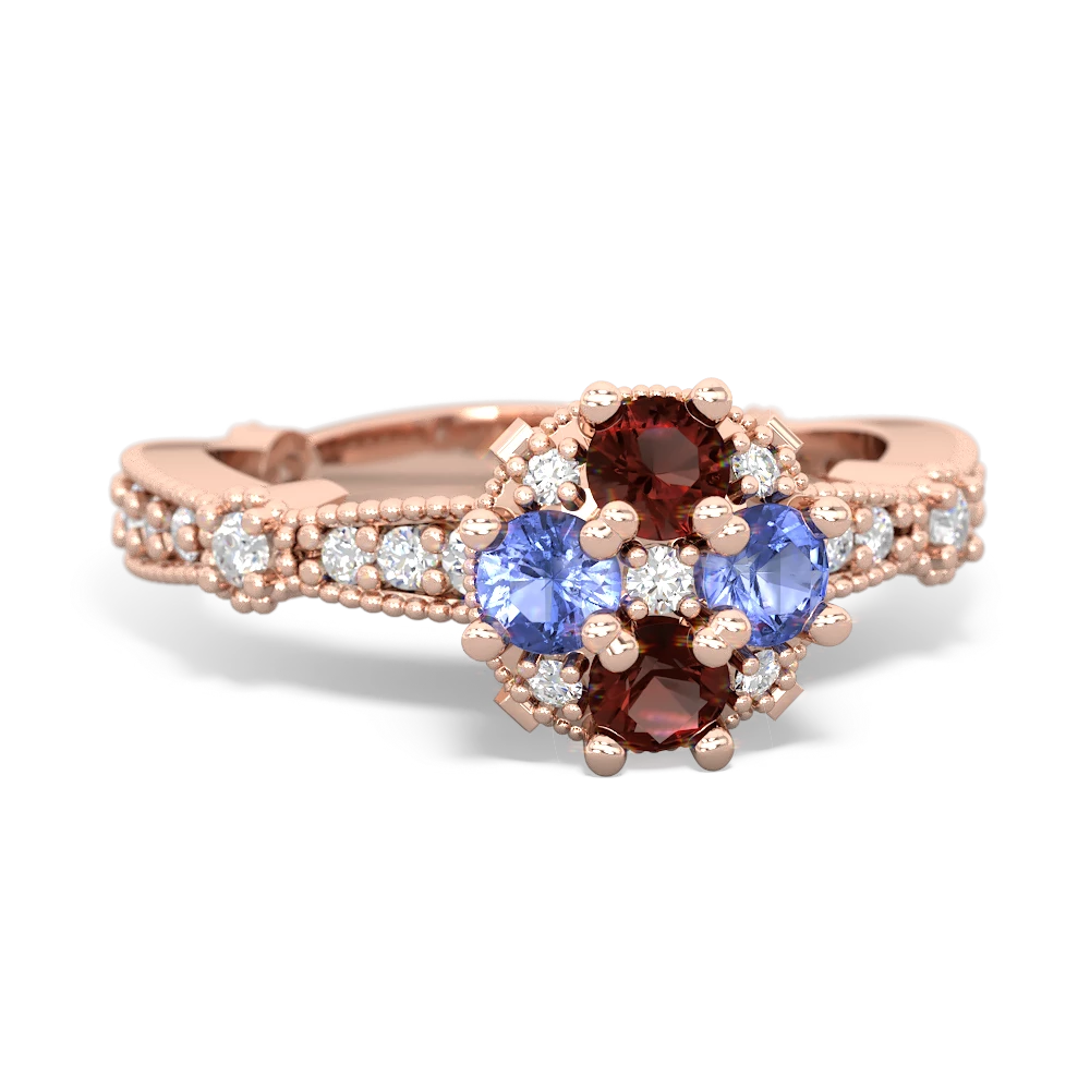 Garnet Sparkling Tiara Cluster 14K Rose Gold ring R26293RD