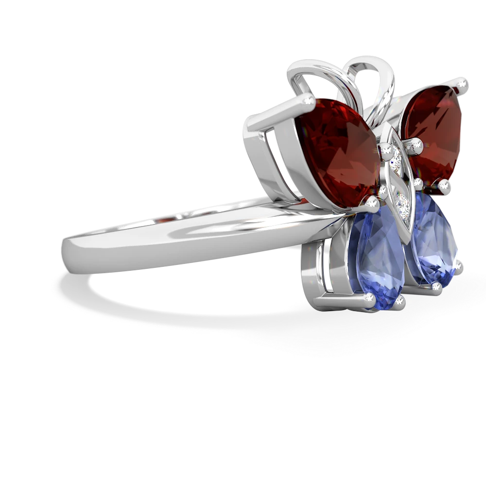 Garnet Butterfly 14K White Gold ring R2215