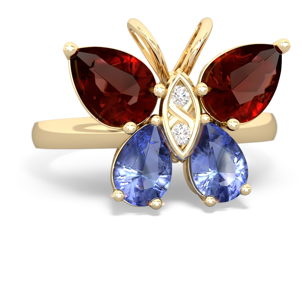 Garnet Butterfly 14K Yellow Gold ring R2215