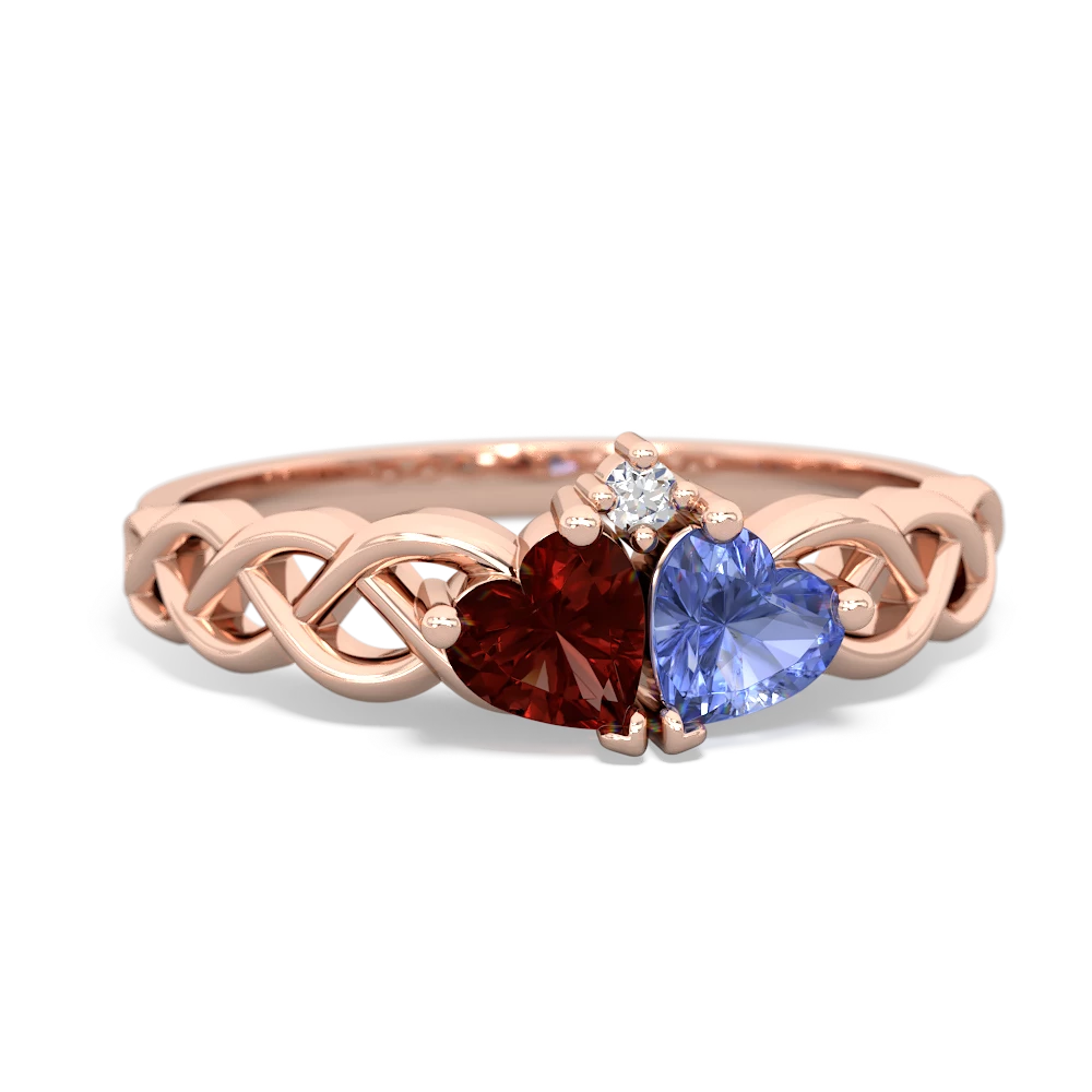 Garnet Heart To Heart Braid 14K Rose Gold ring R5870