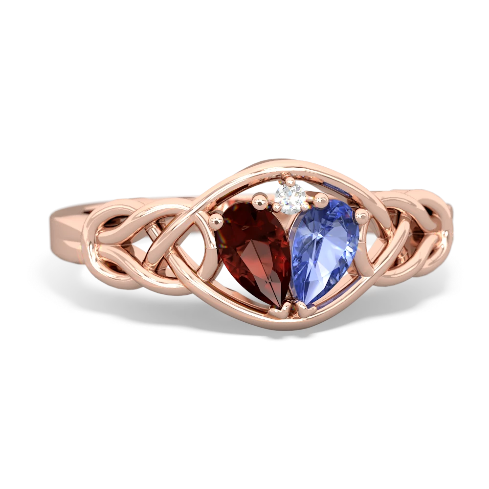 Garnet Celtic Love Knot 14K Rose Gold ring R5420