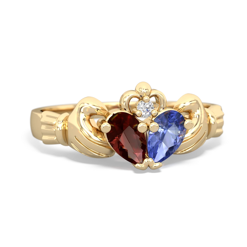 Garnet 'Our Heart' Claddagh 14K Yellow Gold ring R2388