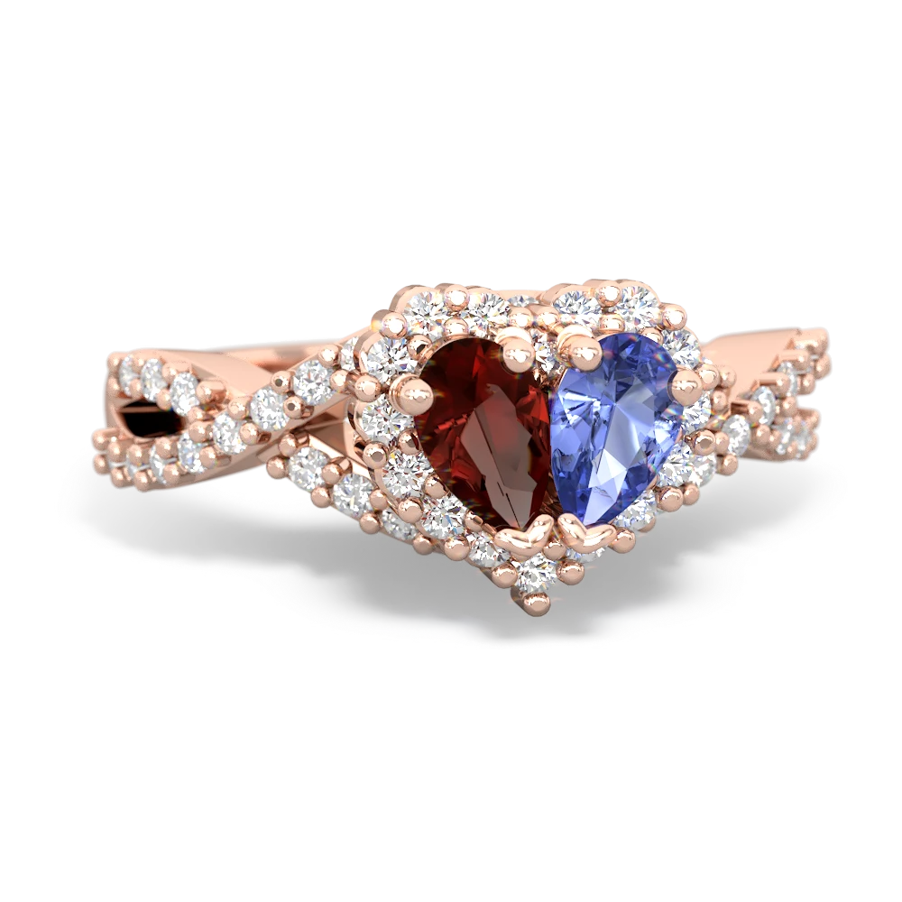 Garnet Diamond Twist 'One Heart' 14K Rose Gold ring R2640HRT