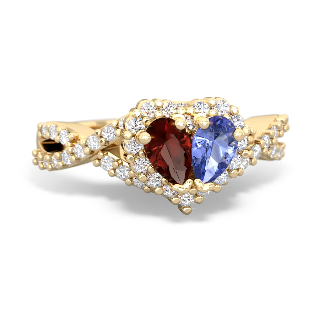 Garnet Diamond Twist 'One Heart' 14K Yellow Gold ring R2640HRT