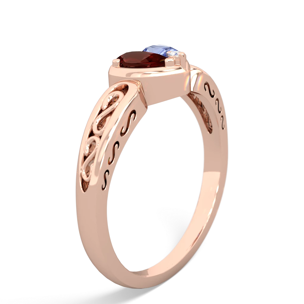 Garnet Filligree 'One Heart' 14K Rose Gold ring R5070