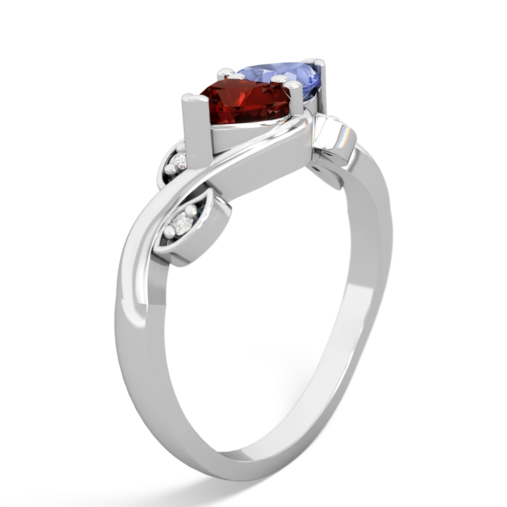 Garnet Floral Elegance 14K White Gold ring R5790