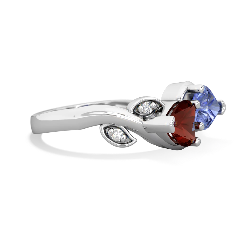 Garnet Floral Elegance 14K White Gold ring R5790