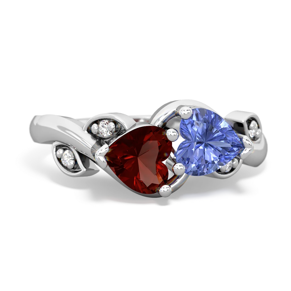 Garnet Floral Elegance 14K White Gold ring R5790