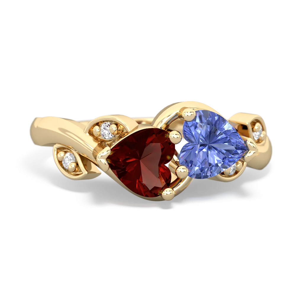 Garnet Floral Elegance 14K Yellow Gold ring R5790