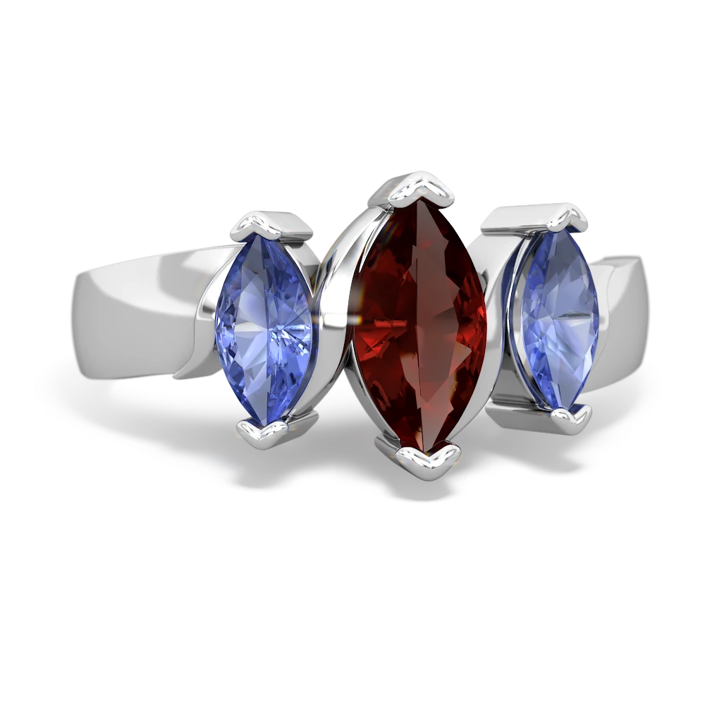 Garnet Three Peeks 14K White Gold ring R2433