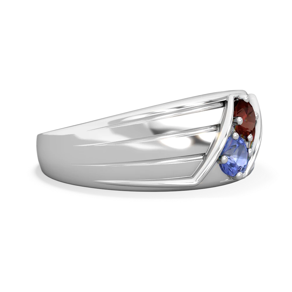 Garnet Men's Streamline 14K White Gold ring R0460