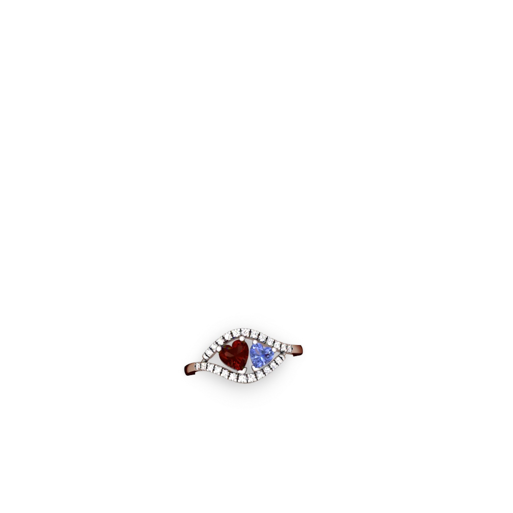 Garnet Mother And Child 14K White Gold ring R3010