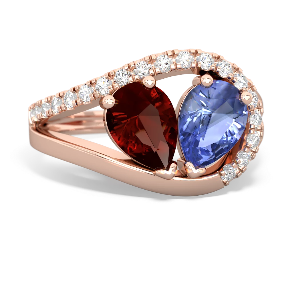 Garnet Nestled Heart Keepsake 14K Rose Gold ring R5650