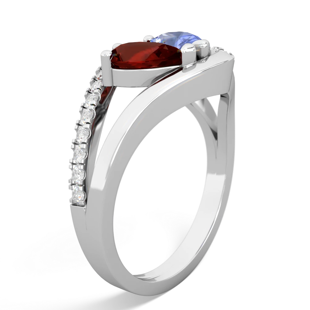 Garnet Nestled Heart Keepsake 14K White Gold ring R5650