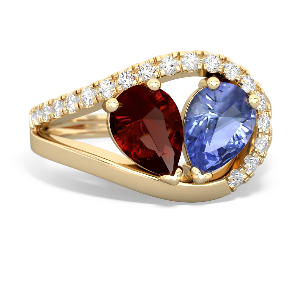 Garnet Nestled Heart Keepsake 14K Yellow Gold ring R5650