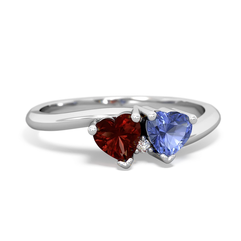 Garnet Sweethearts 14K White Gold ring R5260