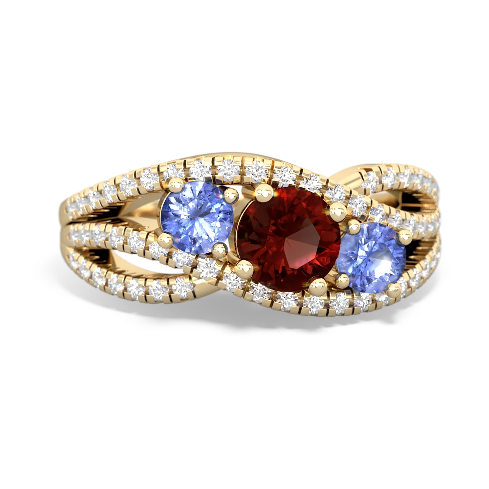 Garnet Three Stone Aurora 14K Yellow Gold ring R3080