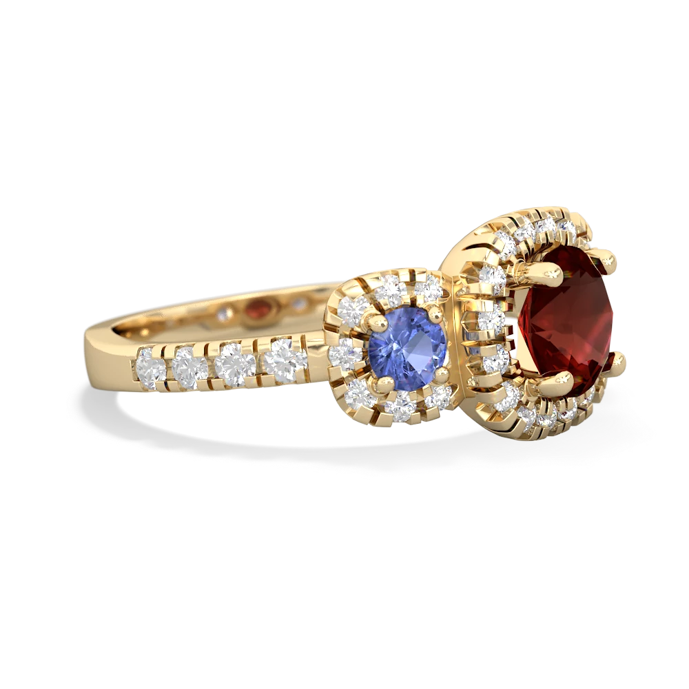 Garnet Regal Halo 14K Yellow Gold ring R5350