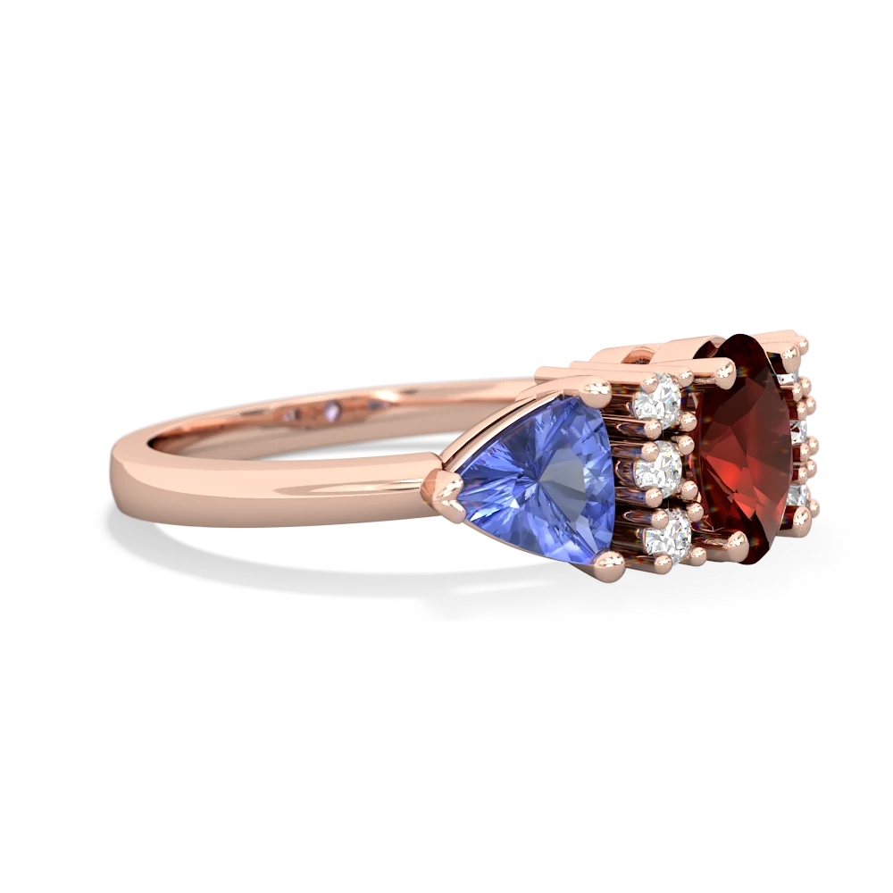 Garnet Antique Style Three Stone 14K Rose Gold ring R2186